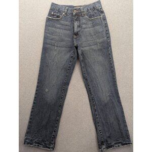 Flypaper Jeans Mens 29x32 Blue Medium Wash Straight Leg Distressed Denim Zip Fly